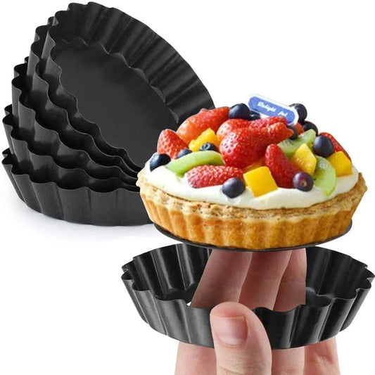 1/2/3PCS 10CM Mini Baking Pan Removable Bottom Tart Pans Nonstick Round Tartlet Mold Quiche Pie Mould Pastry Bakery Accessories - ArtPatiss