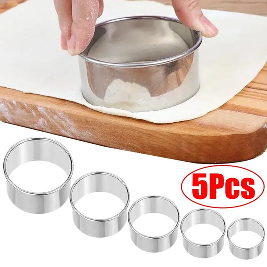 1/5Pcs Stainless Steel Mold Round Dumpling Skin Cutting Mould DIY Biscuit Pastry Fondant Baking Tools Kitchen Baking Accessories - ArtPatiss