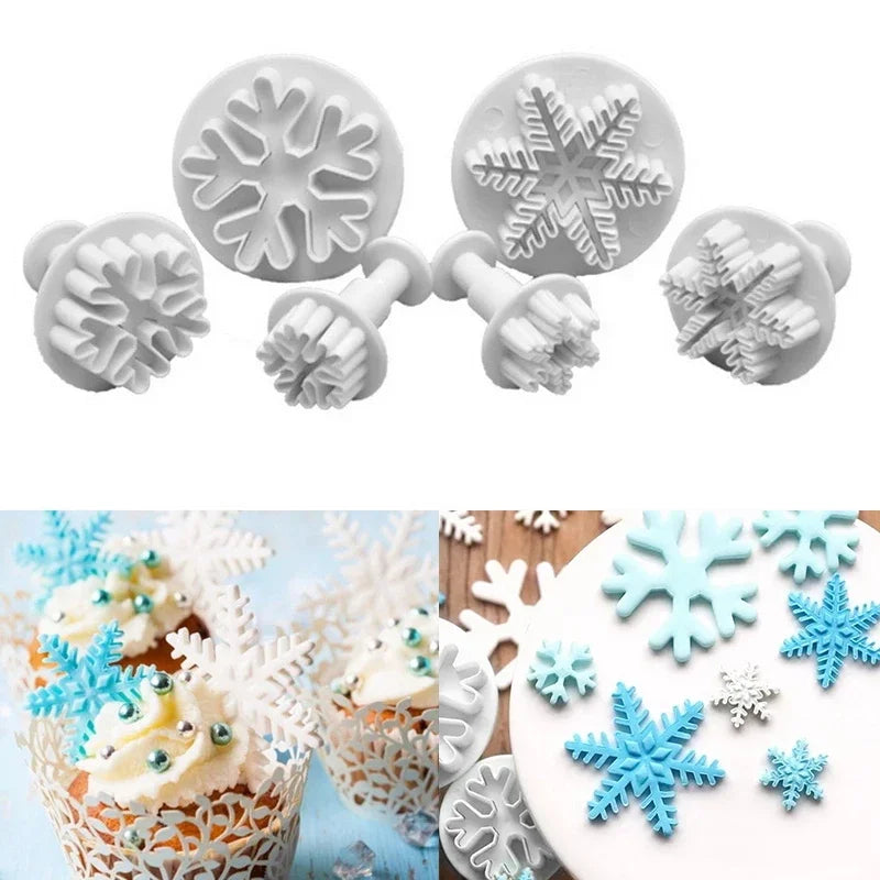 3 pcs Sugarcraft Cake Decorating Tools Fondant Plunger Cutters Tools Cookie Biscuit Cake Snowflake Mold Set Baking Accessories