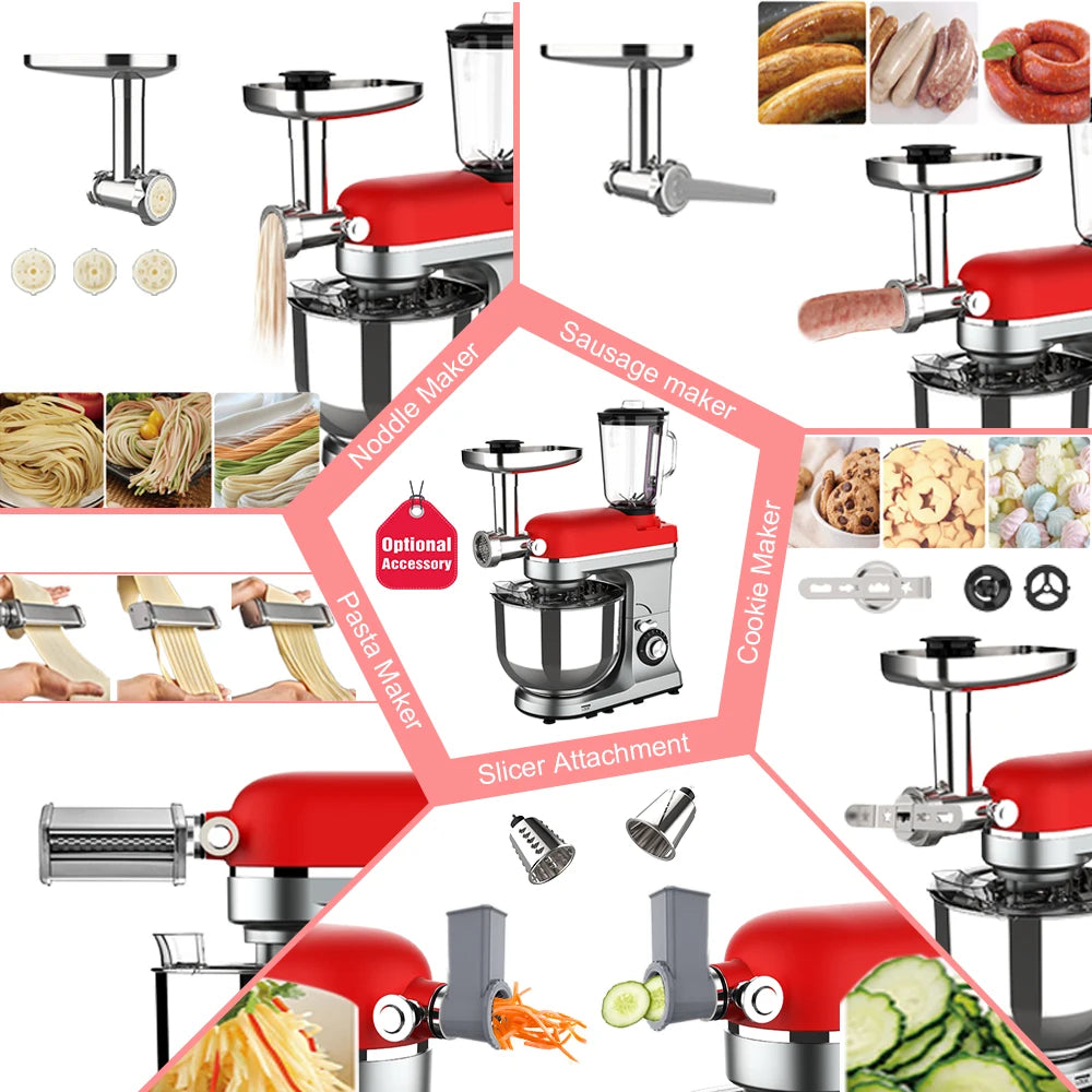 5-in-1 7L 8L Multifunctional Kitchen Planetary Stand Mixer with Grinder and Blender for . Bakery and Pastry