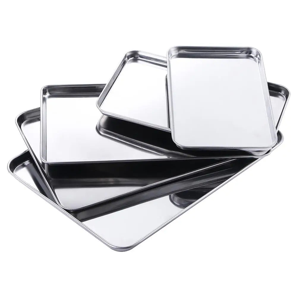 Cake Baking Pastry Storage Trays Stainless Steel Steamed Sausage Dish Rectangle Fruit Plate Restaurant Hotel Bread Loaf Pans