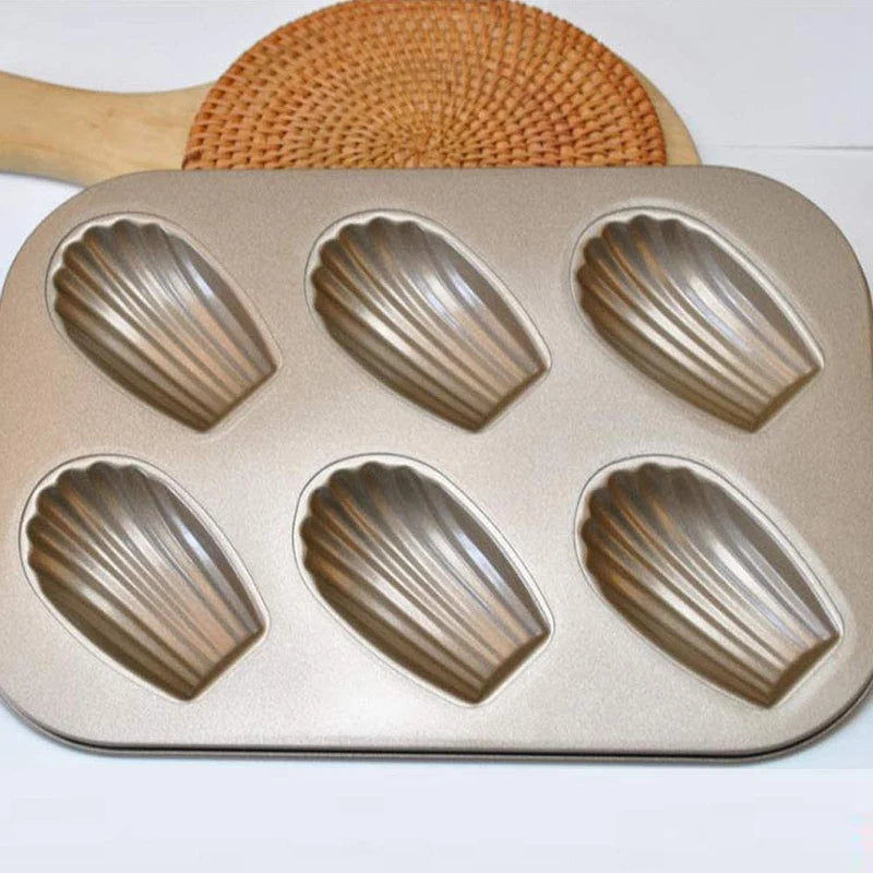 2 Pack Madeleine Mold Cake Pan Non-Stick Heavy Duty Shell Madeline Bakeware for Oven Baking (Gold)