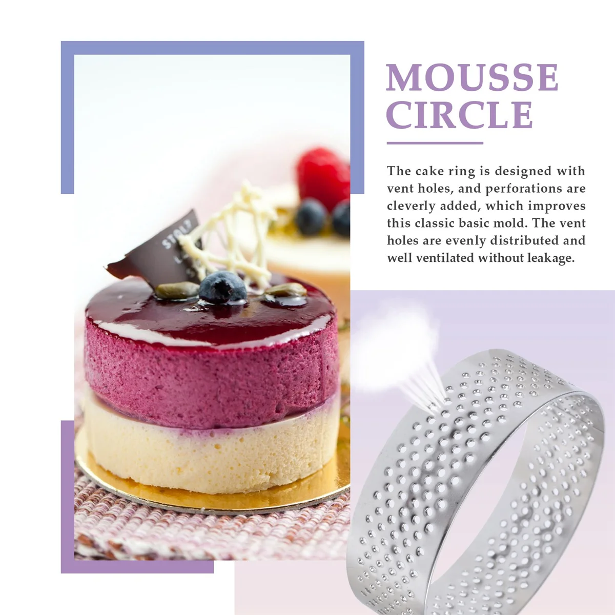 6Pcs 6cm Tart Ring Stainless Steel Tartlet Mold Circle Cutter Pie Ring Heat-Resistant Perforated Cake Mousse Molds