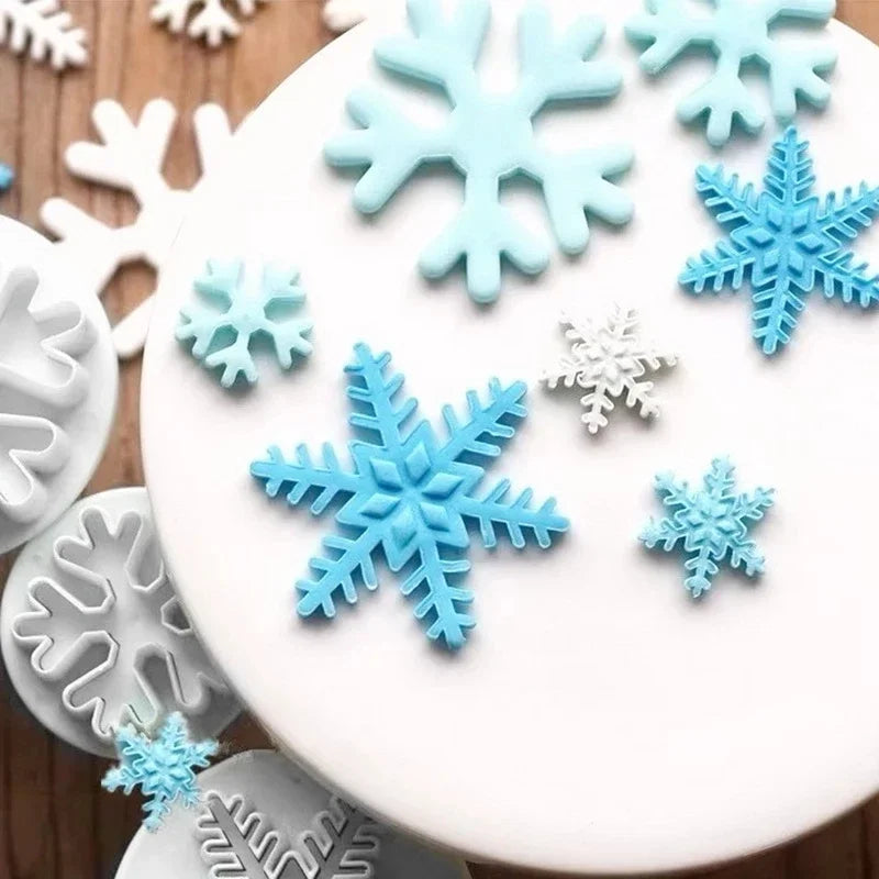 3 pcs Sugarcraft Cake Decorating Tools Fondant Plunger Cutters Tools Cookie Biscuit Cake Snowflake Mold Set Baking Accessories