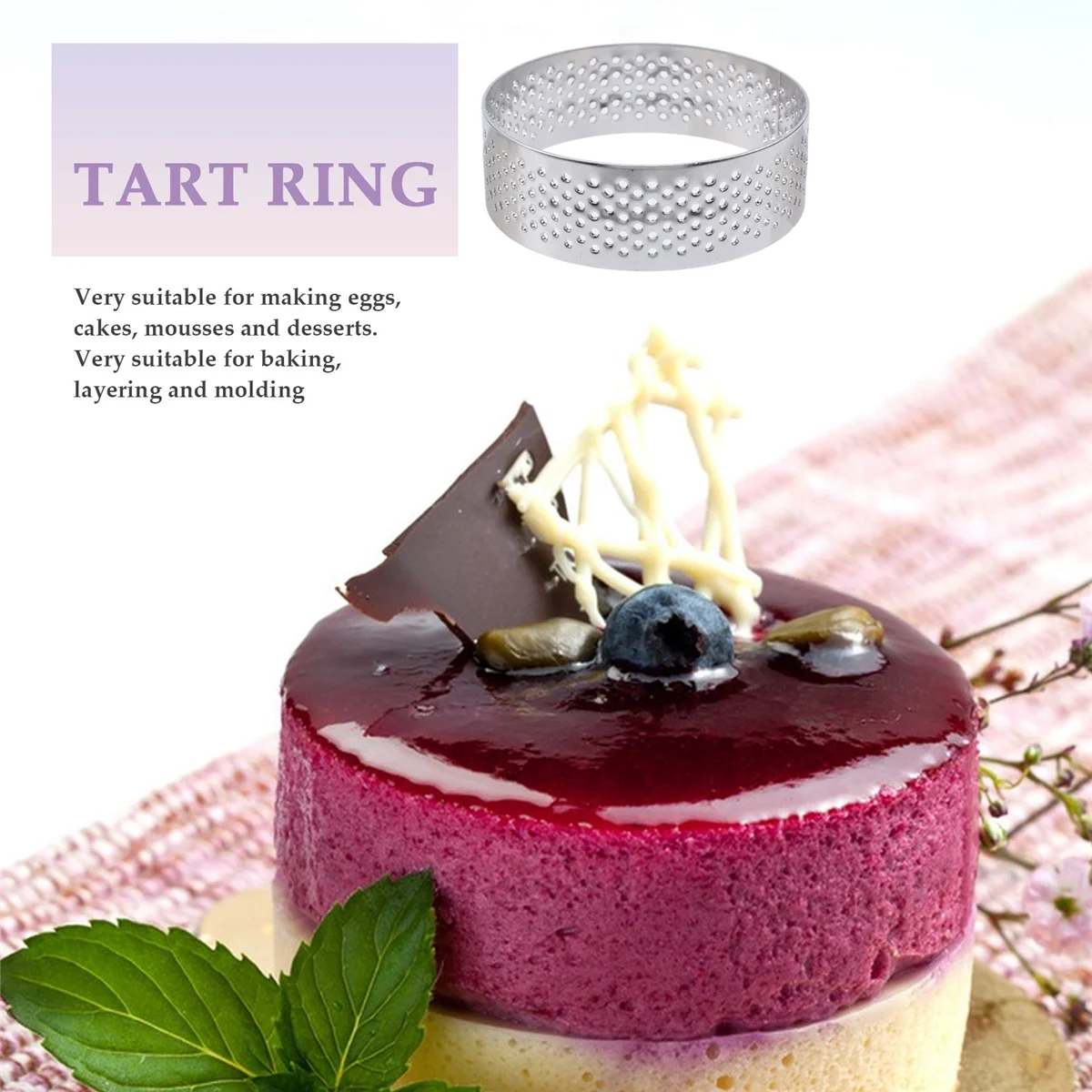 6Pcs 6cm Tart Ring Stainless Steel Tartlet Mold Circle Cutter Pie Ring Heat-Resistant Perforated Cake Mousse Molds