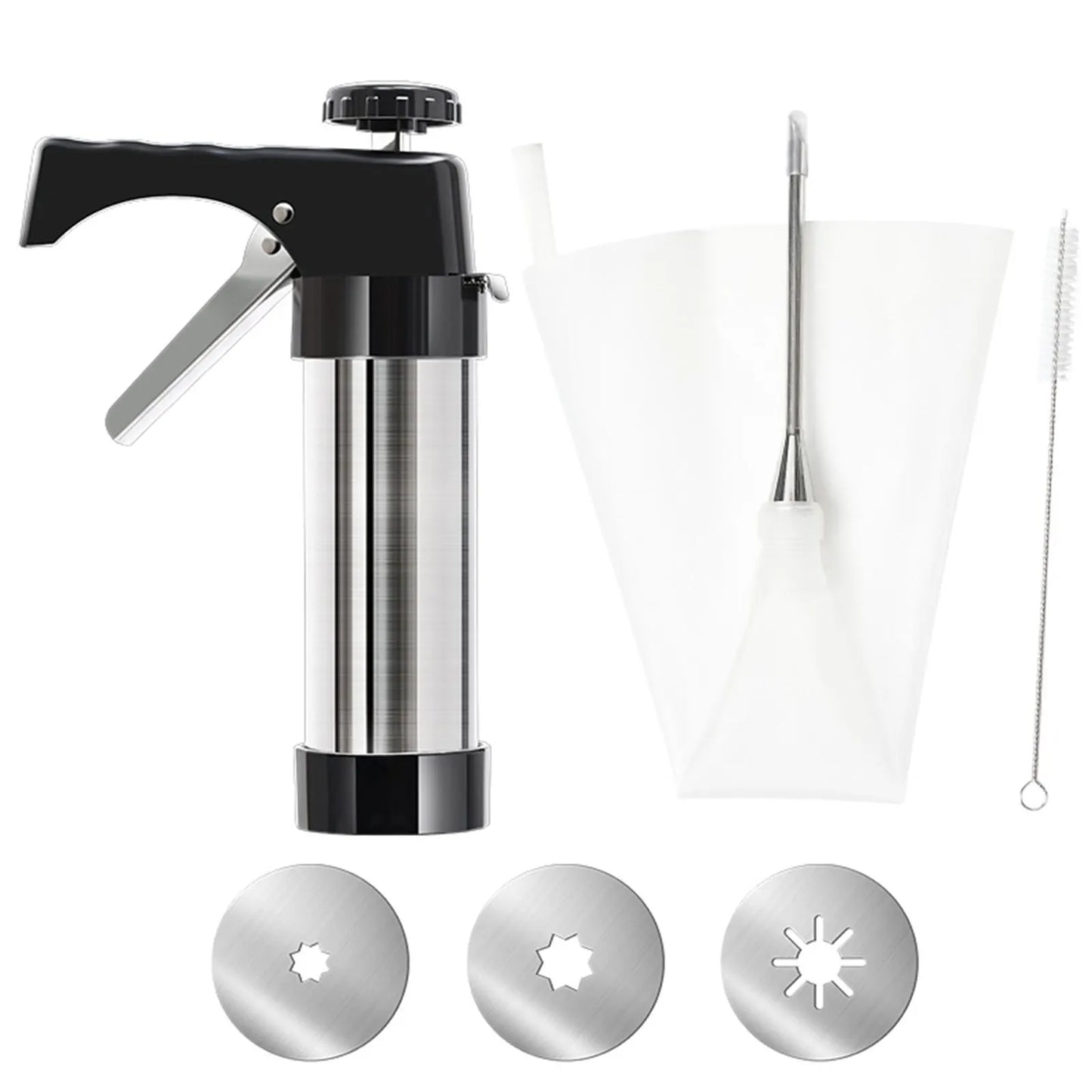 Cookie Press Gun Kit Stainless Steel Cake Cream Decorating Gun Set DIY Manual Churros Maker Machine Biscuit Pastry Piping Nozzle