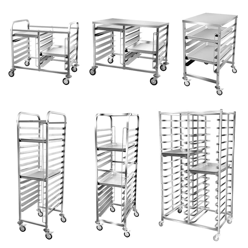 Factory 9/15/18-Tier Dual Purpose Aluminum Bread Cooling Baking Tray Sheet Pan Rack Bakery Trolley