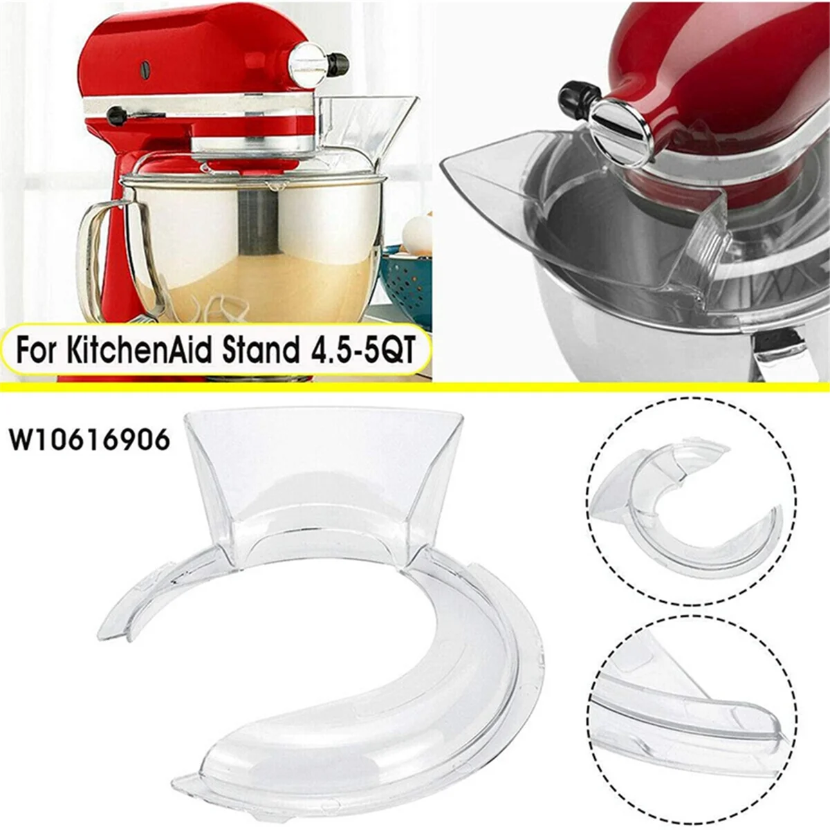 For KitchenAid 4.5-5QT Tilt Head Stand Mixer Pastry Beater & Secure Fit Pouring Shield Attachment Stainless Flat Beater