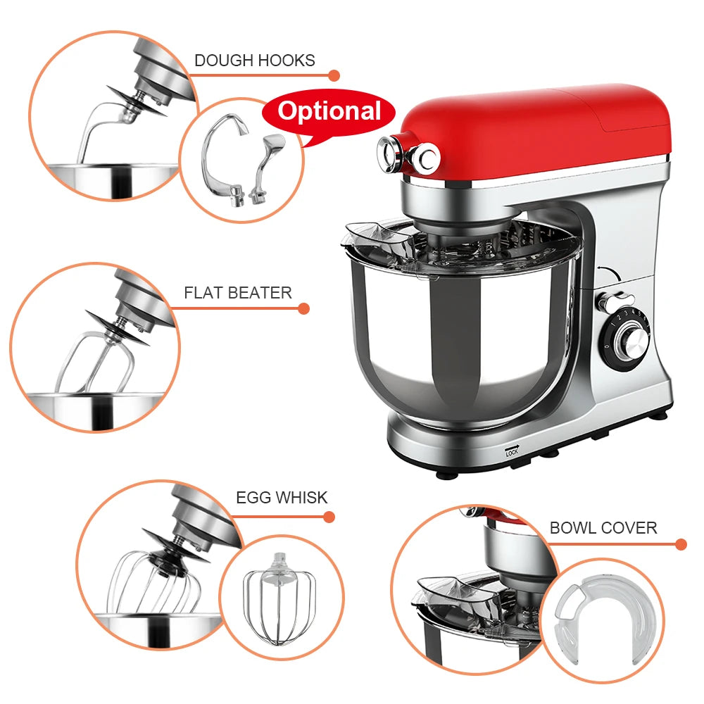 5-in-1 7L 8L Multifunctional Kitchen Planetary Stand Mixer with Grinder and Blender for . Bakery and Pastry