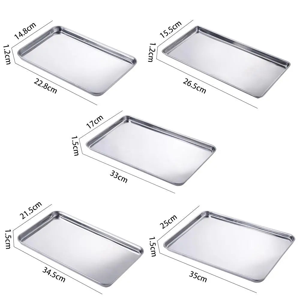 Cake Baking Pastry Storage Trays Stainless Steel Steamed Sausage Dish Rectangle Fruit Plate Restaurant Hotel Bread Loaf Pans