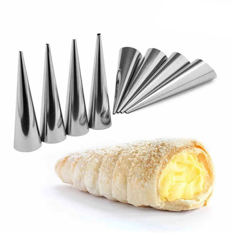 6/12/24pcs Kitchen Stainless Steel Baking Cones Horn Pastry Roll Cake Mold Spiral Baked Croissants Tubes Cookie Dessert Tool ZXH